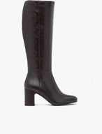 Kastanienbraune Lederstiefel mit Stiletto-Absatz