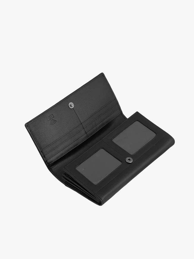 Schwarzes, längliches Portemonnaie aus Leder