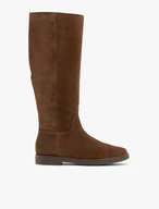 Flache Stiefel aus braunem Veloursleder