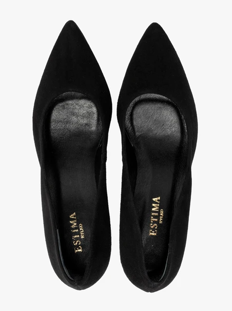 Schwarze Velours-Pumps mit Absatz