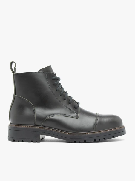 Dunkelgrüne Vollnarbenlederstiefel