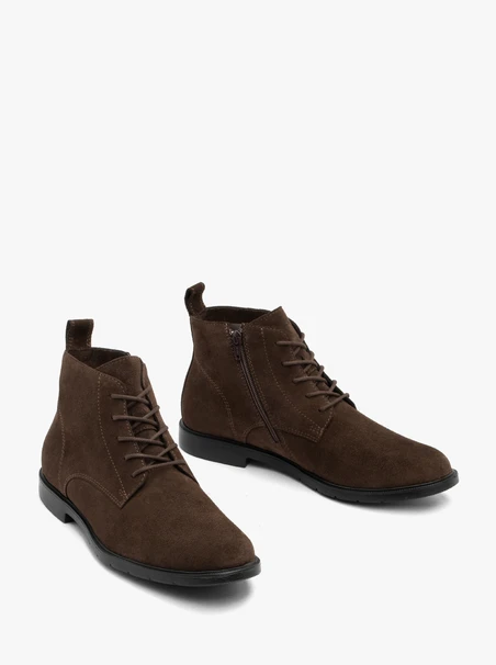 Dunkelbraune Velourslederstiefel