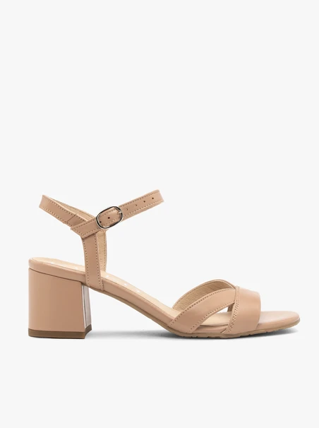 Beigefarbene Stiletto-Sandalen für Frauen
