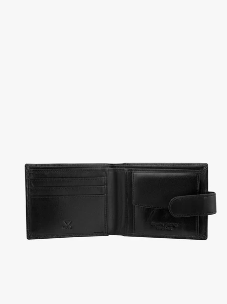 Schwarzes Portemonnaie aus Vollnarbenleder