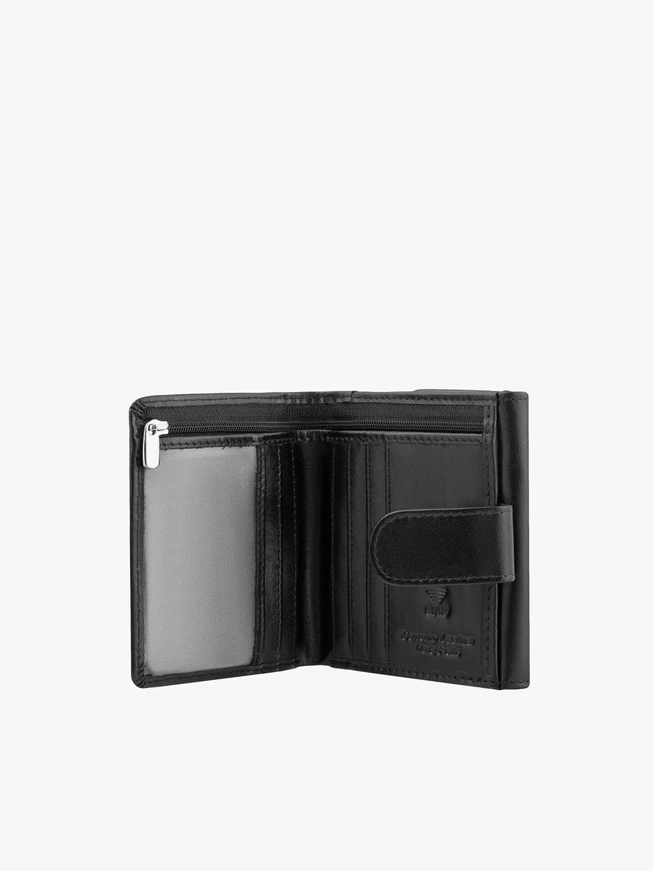 Schwarzes Portemonnaie aus Vollnarbenleder