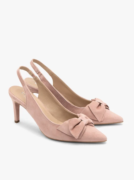 Rosa Damen Slingback-Pumps ohne Absatz mit Schleife