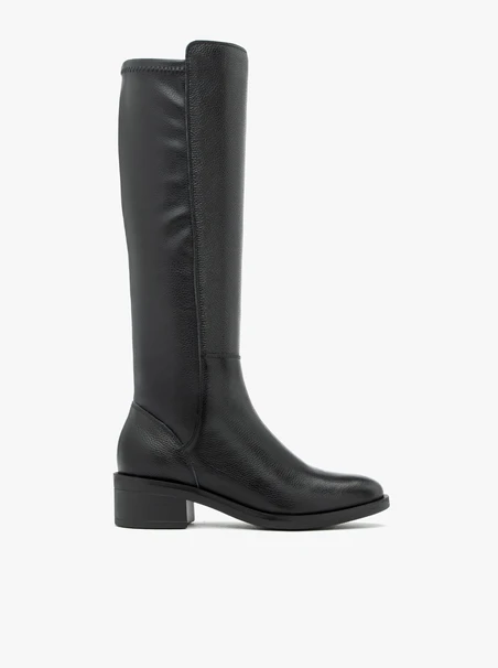 Schwarze, höher genarbte Lederstiefel