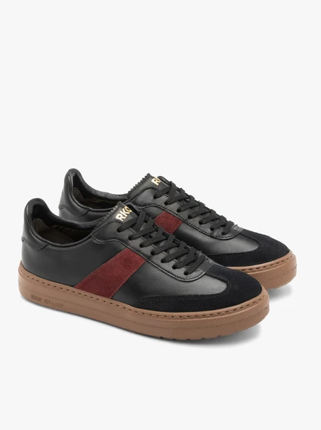 Schwarze Kombination Leder Sport Halbschuhe