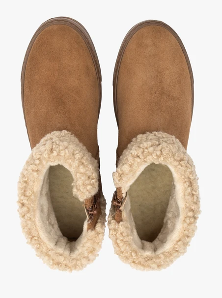 Rote Kunstfell-Schneestiefel aus isolierter Wolle