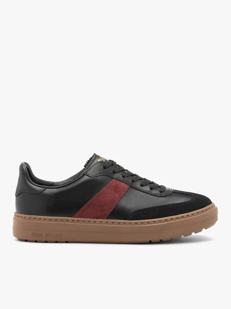 Schwarze Kombination Leder Sport Halbschuhe