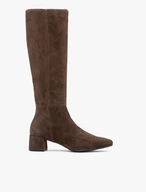 Braune Velourslederstiefel mit Stilettoabsatz
