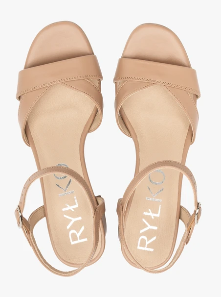 Beigefarbene Stiletto-Sandalen für Frauen