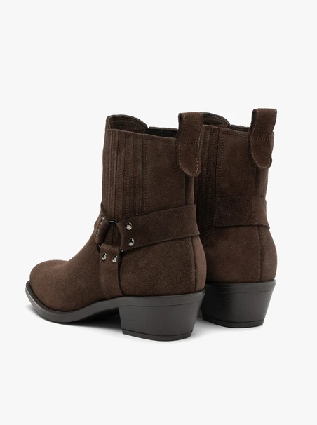 Braune Biker-Stiefel aus Veloursleder