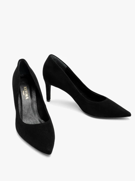 Schwarze Velours-Pumps mit Absatz