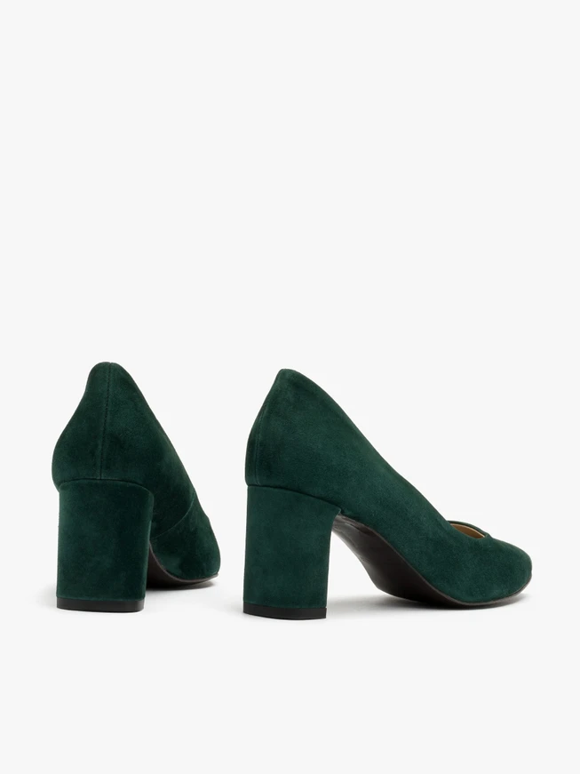 Dunkelgrüne Wildleder-Pumps