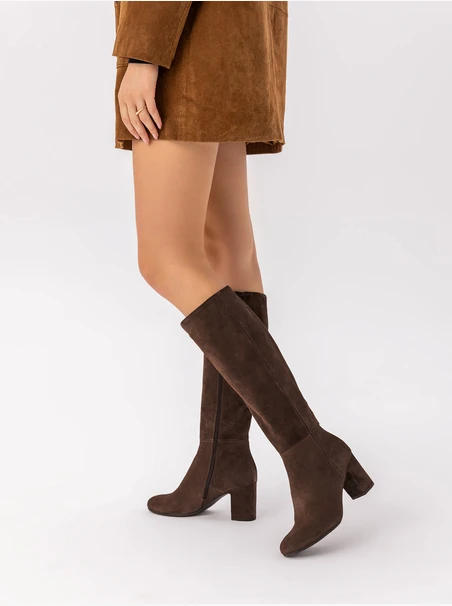 Dunkelbraune Stiletto-Stiefel