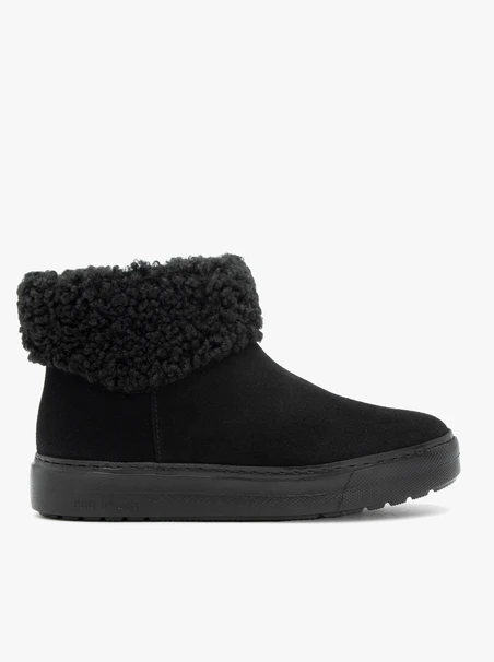 Schwarze Schneestiefel mit Fell