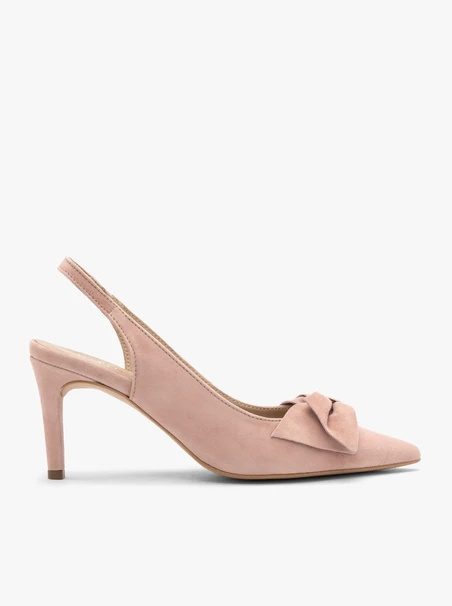 Rosa Damen Slingback-Pumps ohne Absatz mit Schleife
