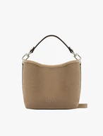 Beigefarbene Handtasche aus Leder und Velours