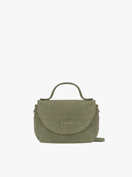 Kleine grüne Velourslederhandtasche