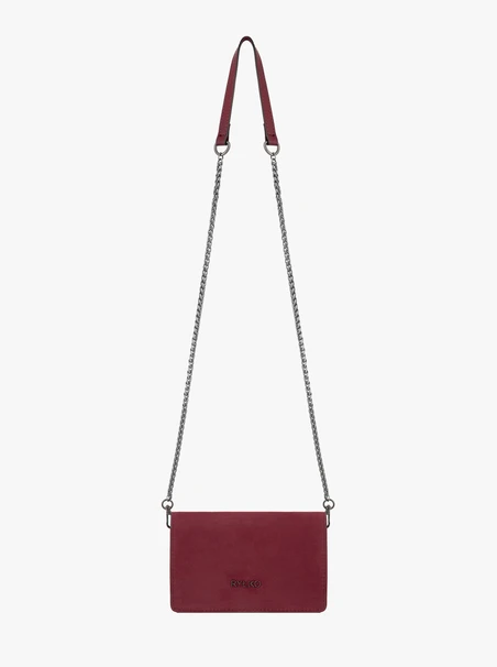 Kastanienbraune kleine Handtasche mit Kette