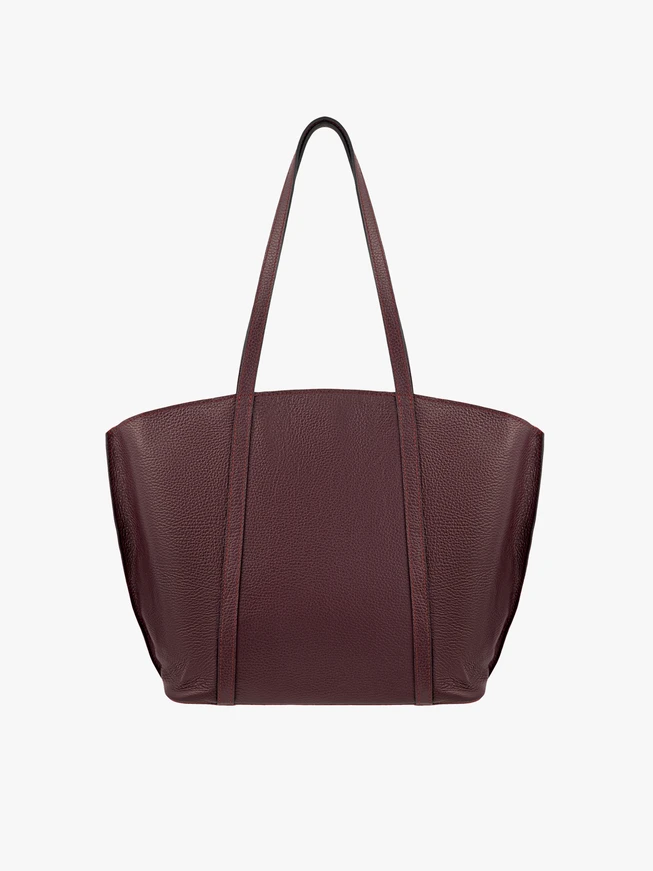 Kastanienbraune geräumige A4 Shopper-Tasche aus Vollnarbenleder