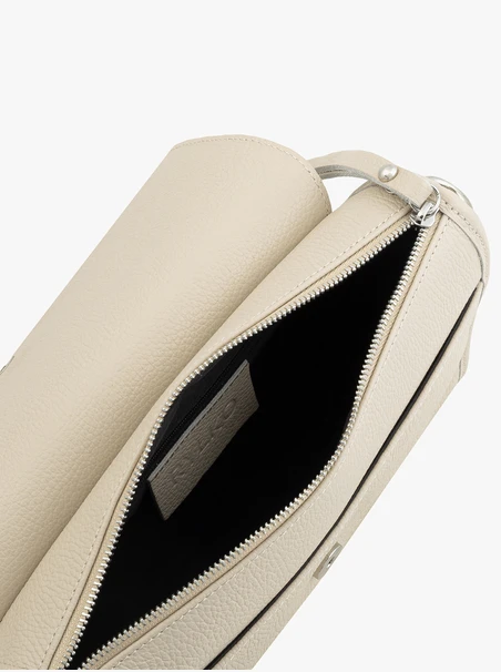 Cremefarbene Lederhandtasche