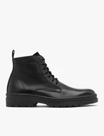 Schwarze Herrenstiefel mit Logo auf dem Schaft