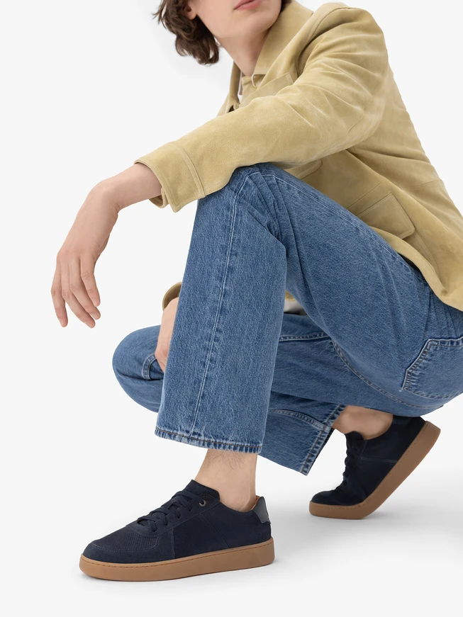 Navy-graue Schnürhalbschuhe