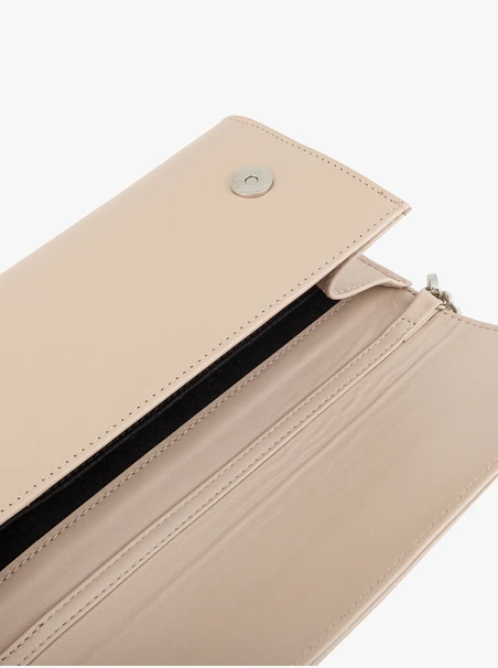 Beigefarbene zweifarbige Ketten-Clutch-Tasche