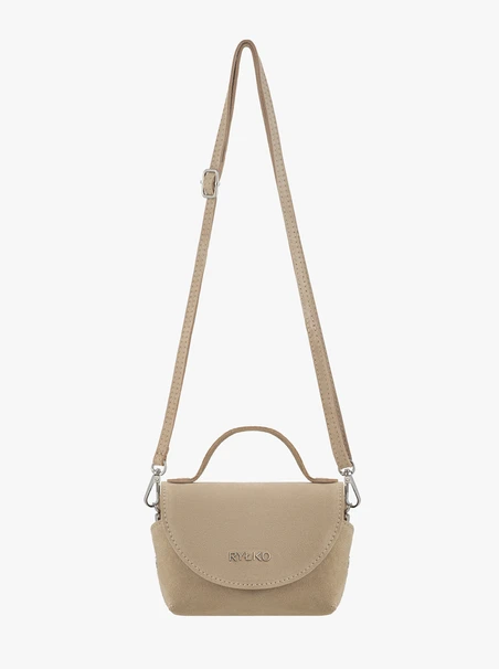 Kleine Handtasche aus Velours in Beige