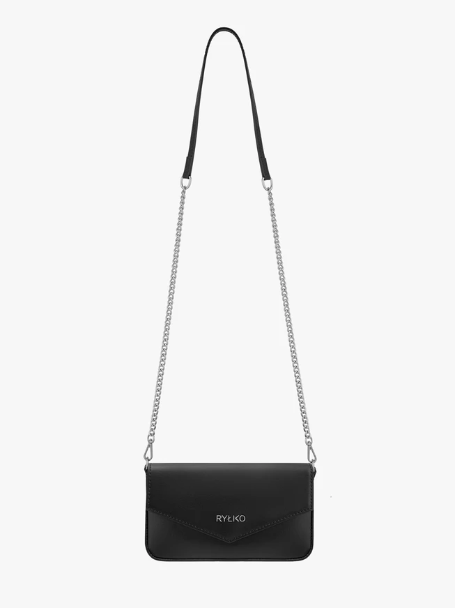 Schwarze elegante Clutch-Tasche mit Kette