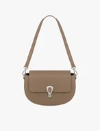 Dunkelbeige Handtasche mit dekorativer Schnalle