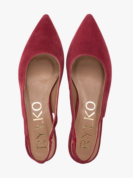 Kastanienbraune Slingback-Pumps ohne Absatz