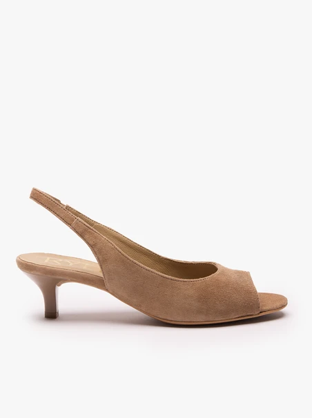 Hellbraune Slingback-Pumps