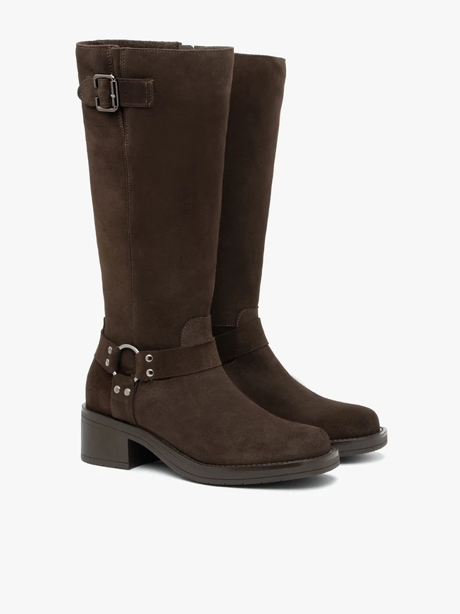 Dunkelbraune Biker-Stiefel