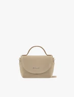 Kleine Handtasche aus Velours in Beige