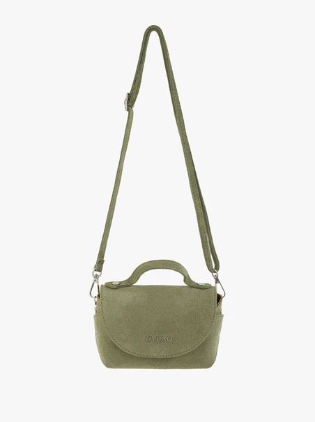 Kleine grüne Velourslederhandtasche