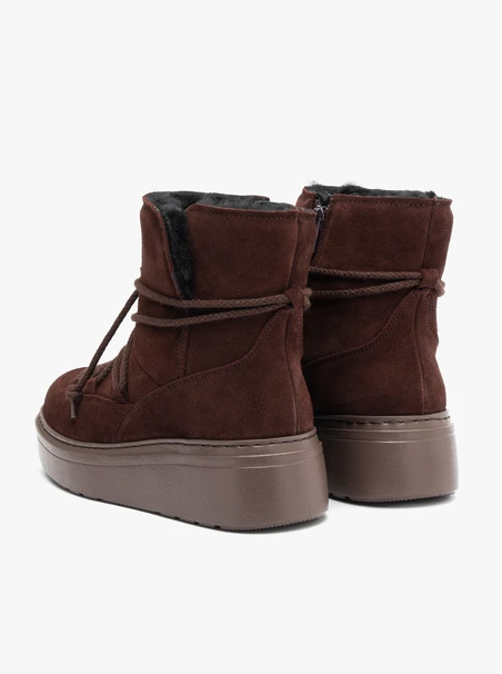 Kastanienbraune Plateau-Schneestiefel zum Schnüren