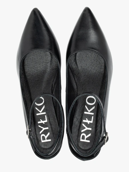 Schwarze Slingback-Pumps ohne Absatz