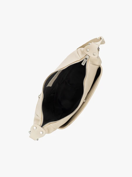 Cremefarbene Lederhandtasche
