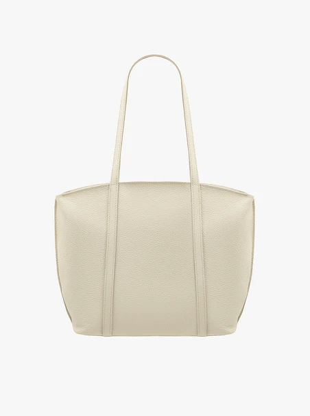 Geräumige A4 Shopper-Tasche aus Vollnarbenleder in Creme