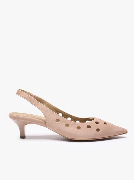 Dreckig rosafarbene Slingback-Pumps ohne Absatz mit Cut-out