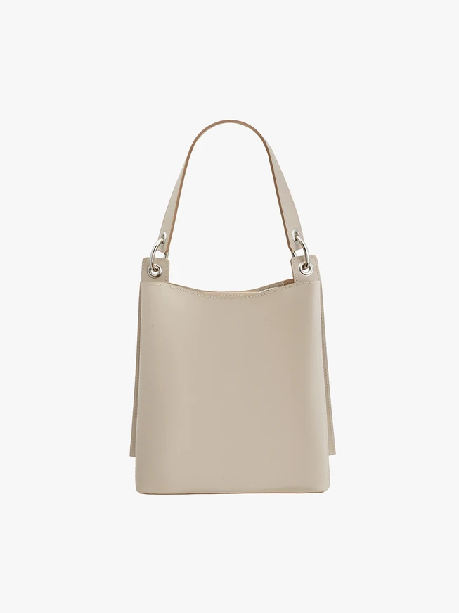 Beigefarbene Leder-Tragetasche