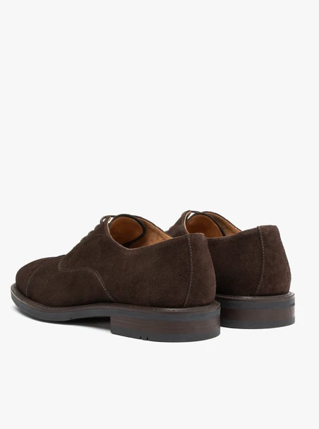 Dunkelbraune Veloursleder Schnürhalbschuhe
