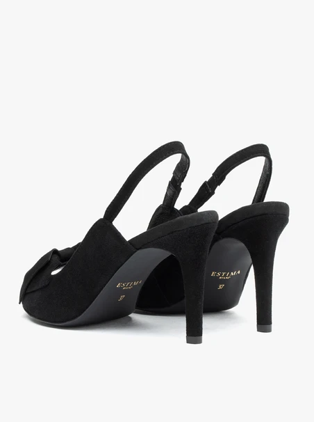Schwarze Peep-Toe-Sandalen mit Schleife