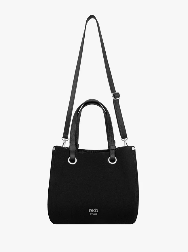 Handtasche aus schwarzem Leder und Velours