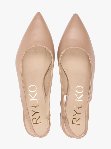 Beigefarbene Slingback-Pumps ohne Absatz mit Stilettoabsatz