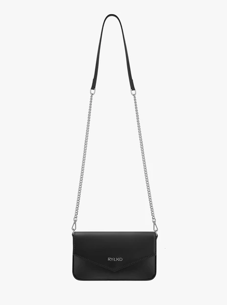 Schwarze elegante Clutch-Tasche mit Kette