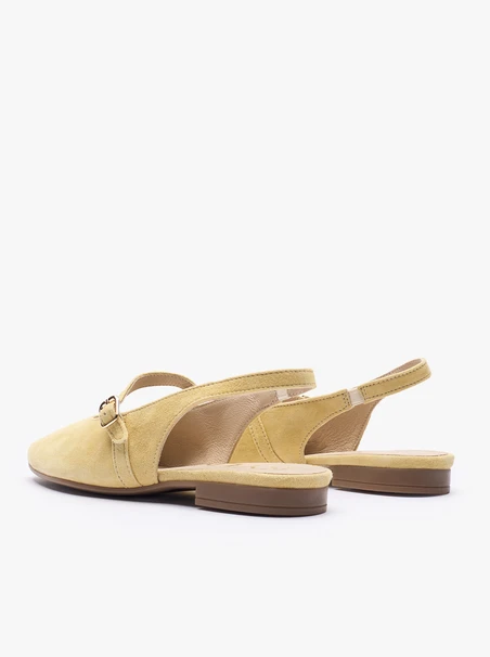 Leuchtend gelbe Veloursleder Slingback-Pumps ohne Absatz